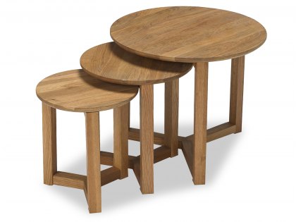 LPD Stow Oak Round Nest Of 3 Tables (Flat Packed)