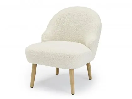 LPD Ted White Boucle Fabric Accent Chair