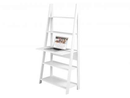 LPD Tiva White Ladder Shelving Unit with Desk (Flat Packed)