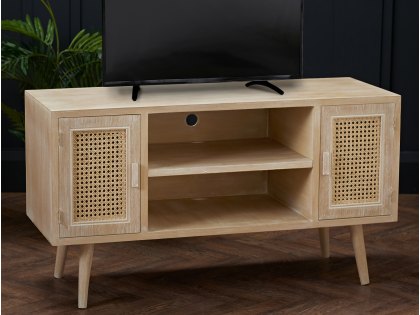 LPD Toulouse Rattan and Oak 2 Door TV Cabinet (Flat Packed)