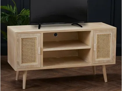 LPD Toulouse Rattan and Oak 2 Door TV Cabinet