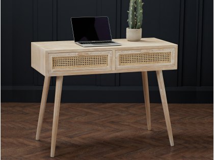 LPD Toulouse Rattan and Oak 2 Drawer Desk (Flat Packed)