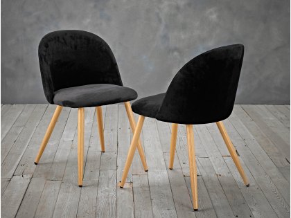 LPD Venice Set of 2 Black Velvet Dining Chairs