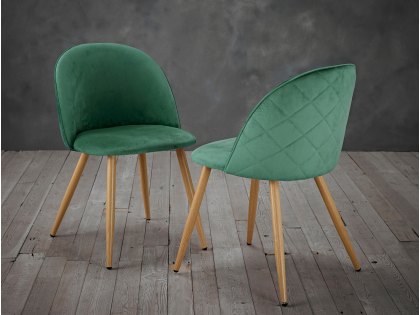 LPD Venice Set of 2 Green Velvet Dining Chairs