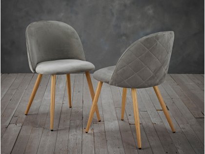 LPD Venice Set of 2 Grey Velvet Dining Chairs