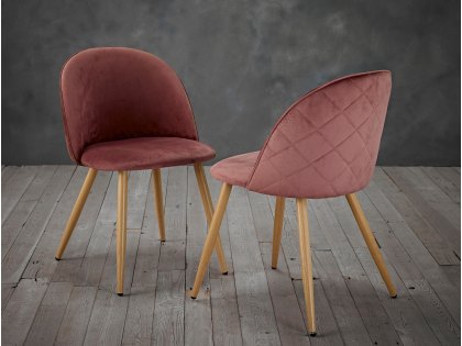 LPD Venice Set of 2 Pink Velvet Dining Chairs