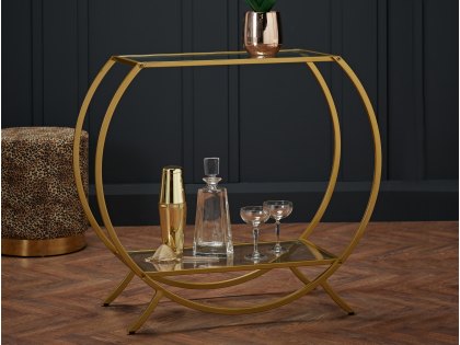 LPD Zenor Glass and Gold Console Table (Flat Packed)