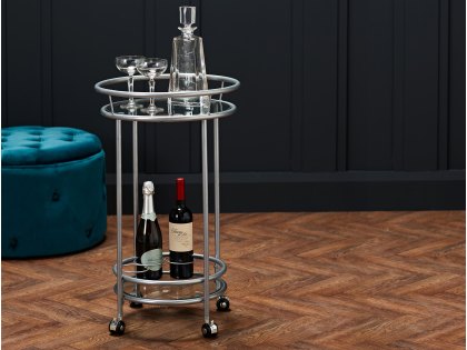LPD Collins Glass and Silver Drinks Trolley (Flat Packed)