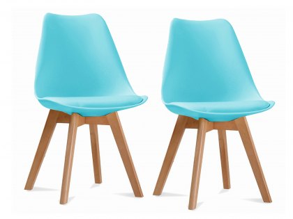 LPD Louvre Set of 2 Aqua Moulded Dining Chairs