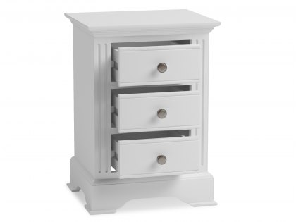 Kenmore Catlyn White 3 Drawer Large Bedside Cabinet (Assembled)