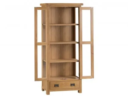 Kenmore Waverley Oak and Glass 2 Door 1 Drawer Tall Display Cabinet (Assembled)