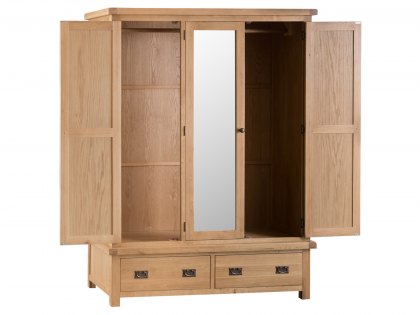 Kenmore Waverley Oak 3 Door 2 Drawer Mirrored Triple Wardrobe (Flat Packed)