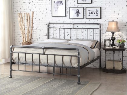 Flintshire Cilcain 4ft6 Double Black and Silver Metal Bed Frame