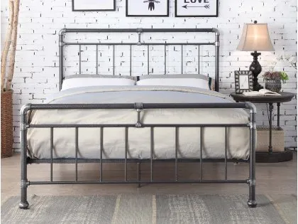 Flintshire Cilcain 4ft6 Double Black and Silver Metal Bed Frame
