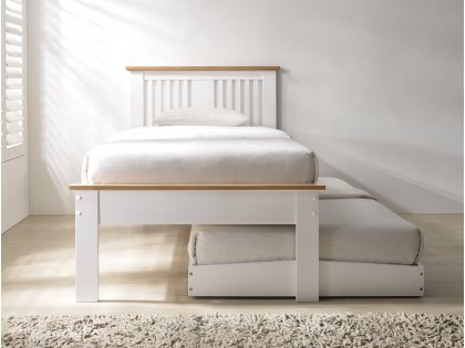 Flintshire Halkyn 3ft Single White and Oak Wooden Guest Bed Frame