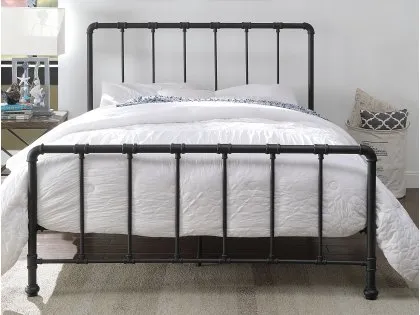 Flintshire Kinnerton 4ft6 Double Sand Blast Black Metal Bed Frame