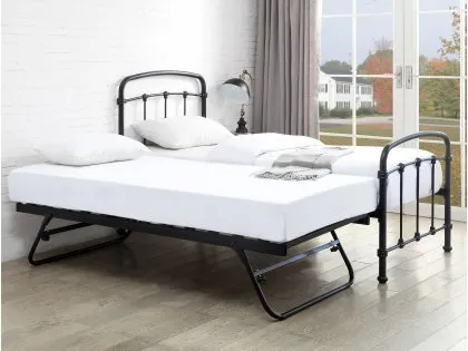 Flintshire Mostyn 3ft Single Sand Blast and Black Metal Guest Bed Frame