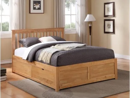 Flintshire Pentre 4ft6 Double Oak Wooden 2 Drawer Bed Frame