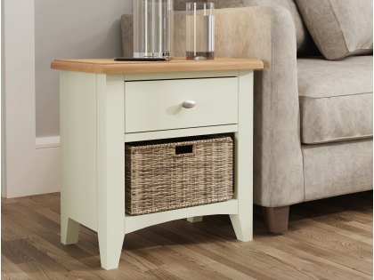 Kenmore Patterdale White and Oak 1 Drawer Large Lamp Table (Assembled)