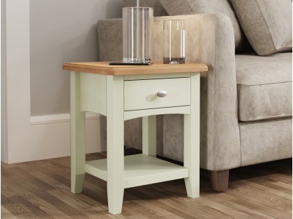 Kenmore Patterdale White and Oak 1 Drawer Lamp Table (Assembled)