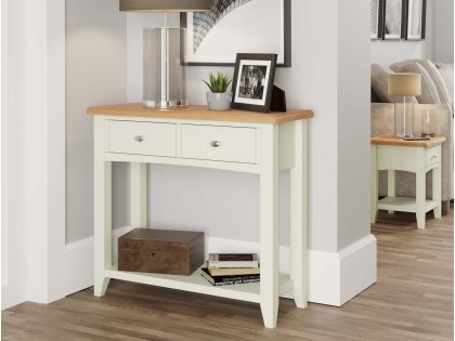 Kenmore Patterdale White and Oak 2 Drawer Console Table (Flat Packed)