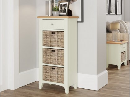 Kenmore Patterdale White and Oak 1 Drawer Tall Storage Unit (Assembled)
