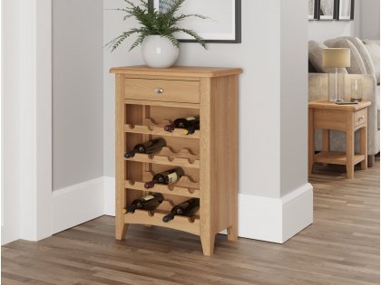 Kenmore Dakota Oak 1 Drawer Wine Cabinet (Assembled)