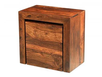 Archers Santa Clara Acacia Cube Wooden Nest of 2 Tables (Assembled)