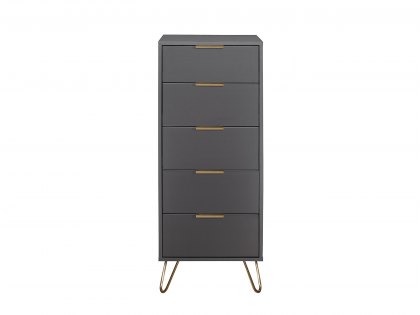 Birlea Arlo Charcoal 5 Drawer Narrow Chest of Drawers (Flat Packed)
