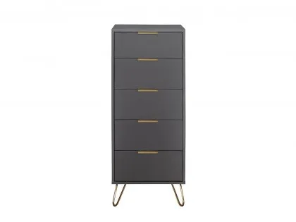 Birlea Arlo Charcoal 5 Drawer Narrow Chest of Drawers