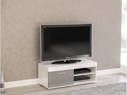 Birlea Edgeware White and Grey High Gloss Small TV Unit