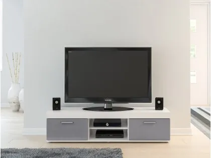Birlea Edgeware White and Grey High Gloss TV Unit