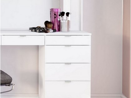 Birlea Chloe White 7 Drawer Dressing Table and Mirror (Flat Packed)