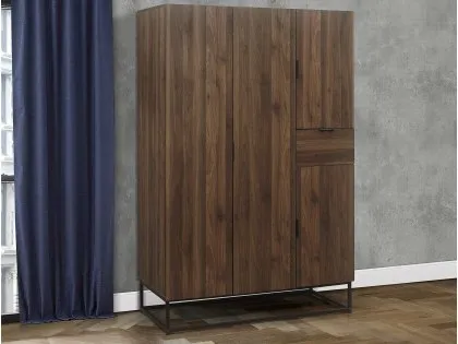 Birlea Houston Walnut Effect 4 Door Wardrobe