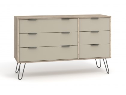 Core Augusta Driftwood and Calico 3+3 Drawer Wide Chest of Drawers (Flat Packed)