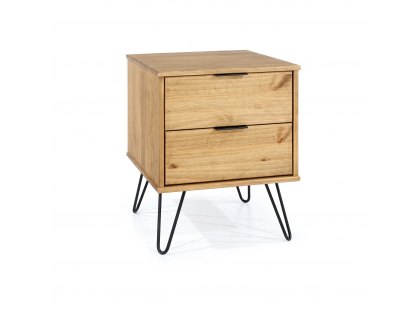 Core Augusta Waxed Pine 2 Drawer Bedside Cabinet (Flat Packed)