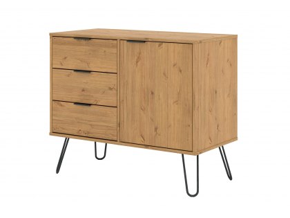 Core Augusta Waxed Pine Small Sideboard with 1 Door 3 Drawers (Flat Packed)