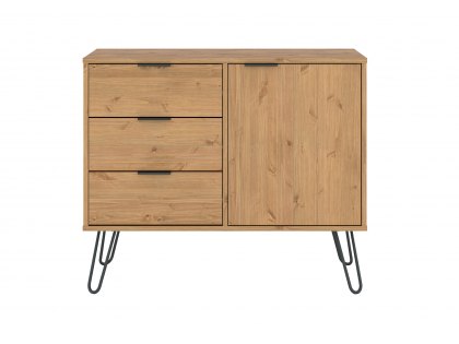 Core Augusta Waxed Pine Small Sideboard with 1 Door 3 Drawers (Flat Packed)