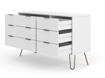Core Augusta White 3+3 Drawer Wide Chest of Drawers (Flat Packed)