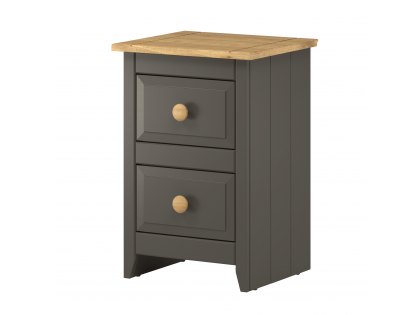 Core Capri Carbon and Waxed Pine 2 Drawer Petite Bedside Cabinet (Flat Packed)
