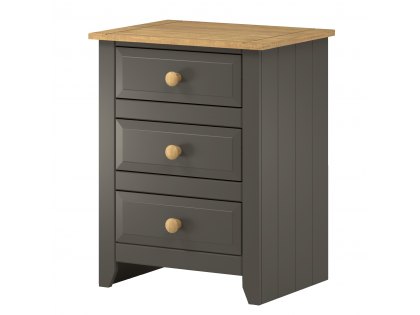 Core Capri Carbon and Waxed Pine 3 Drawer Bedside Cabinet (Flat Packed)