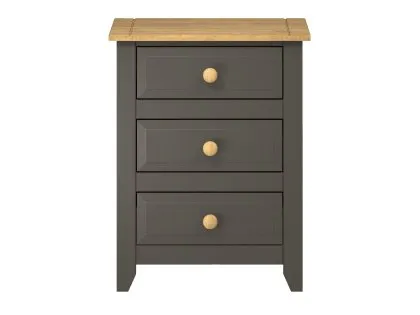 Core Capri Carbon and Waxed Pine 3 Drawer Bedside Table