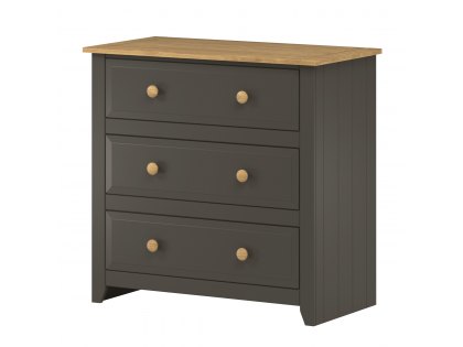 Core Capri Carbon and Waxed Pine 3 Drawer Chest of Drawers (Flat Packed)