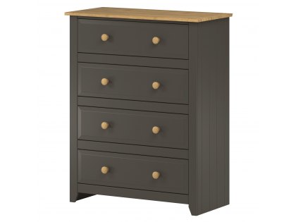 Core Capri Carbon and Waxed Pine 4 Drawer Chest of Drawers (Flat Packed)