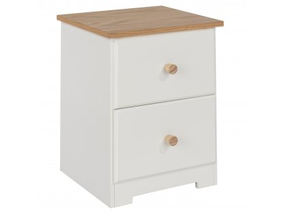 Core Colorado White and Oak 2 Drawer Petite Bedside Cabinet (Flat Packed)