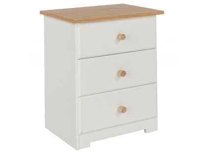 Core Colorado White and Oak 3 Drawer Bedside Cabinet (Flat Packed)