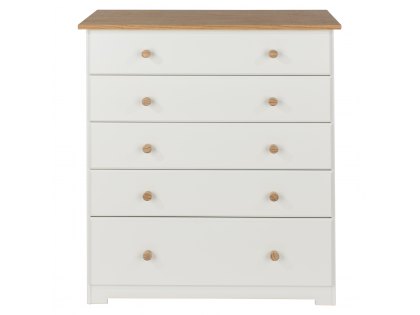 Core Colorado White and Oak 5 Drawer Chest of Drawers (Flat Packed)