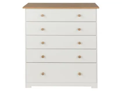 Core Colorado White and Oak 5 Drawer Chest of Drawers