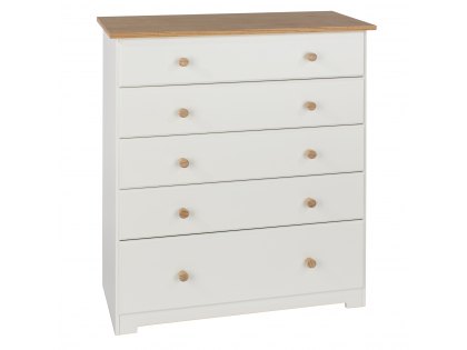 Core Colorado White and Oak 5 Drawer Chest of Drawers (Flat Packed)