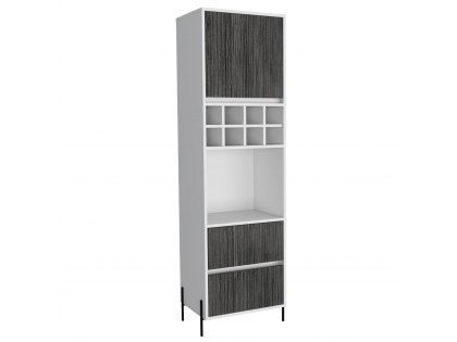 Core Dallas White and Carbon Grey Oak Tall 1 Door 2 Drawer Bar Cabinet (Flat Packed)